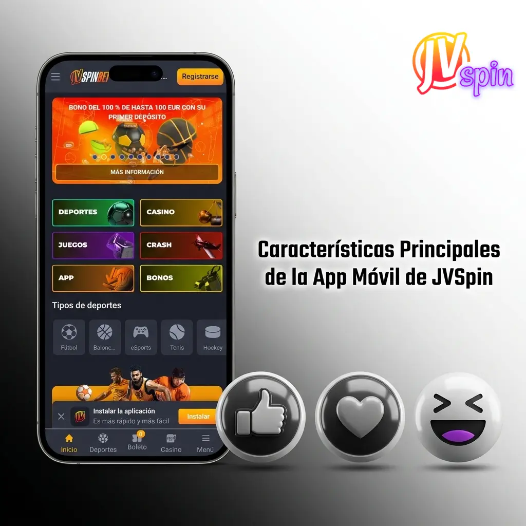 App móvil JVSpin Argentina: PWA con 5000 juegos, apuestas en vivo y bono de bienvenida hasta 1500 EUR