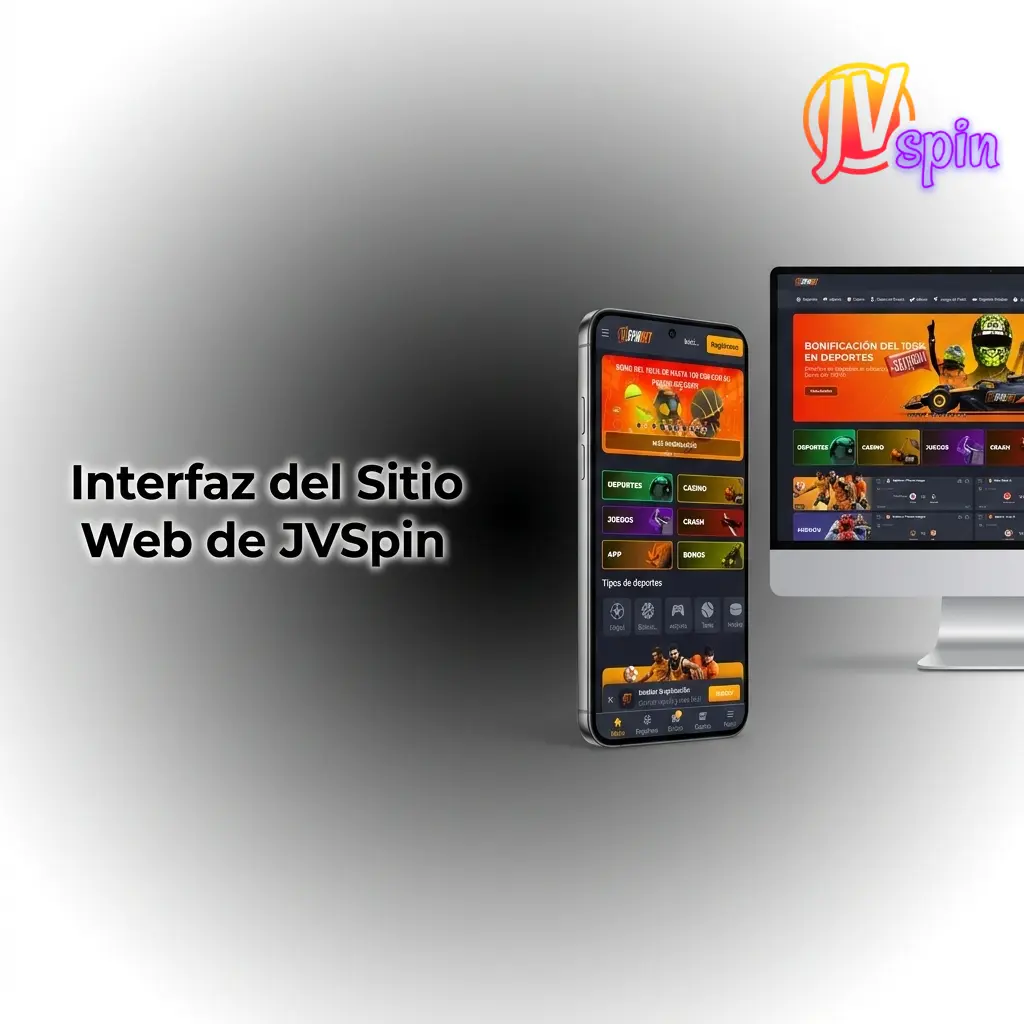 Interfaz del sitio web de JVSpin con barra de navegación, secciones de casino, apuestas y opciones personalizables