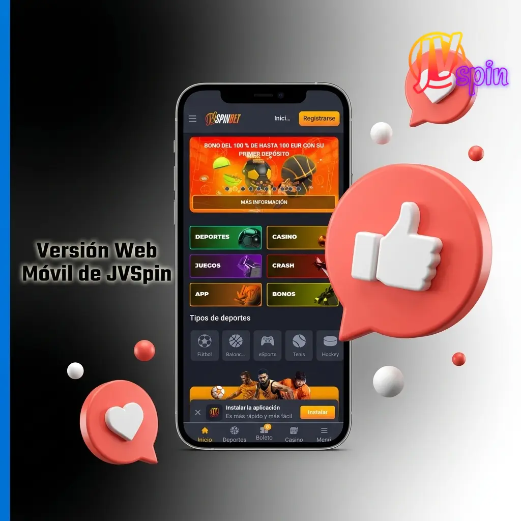 Versión web móvil de JVSpin optimizada para navegadores: sin descargas, compatible con Android, iOS y HarmonyOS